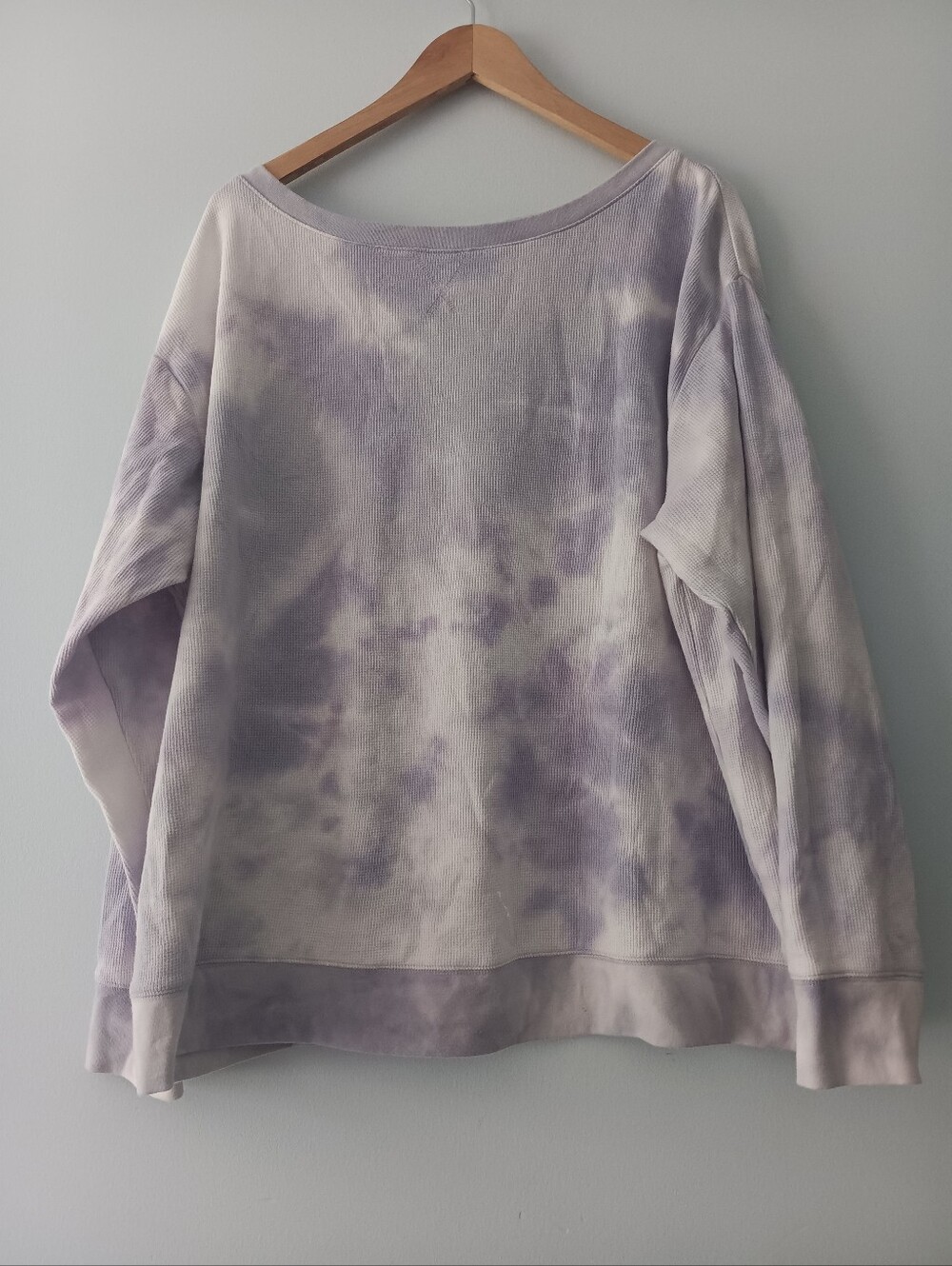 Splendid Purple Tie Dye Cotton Blend Waffle  Sweater XXL